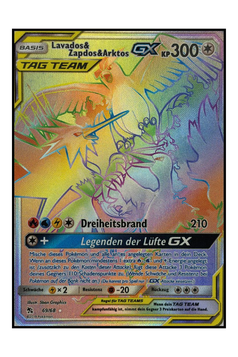 Lavados & Zapdos & Arktos GX (HIF 69) – Rainbow Rare Pokémonkarte