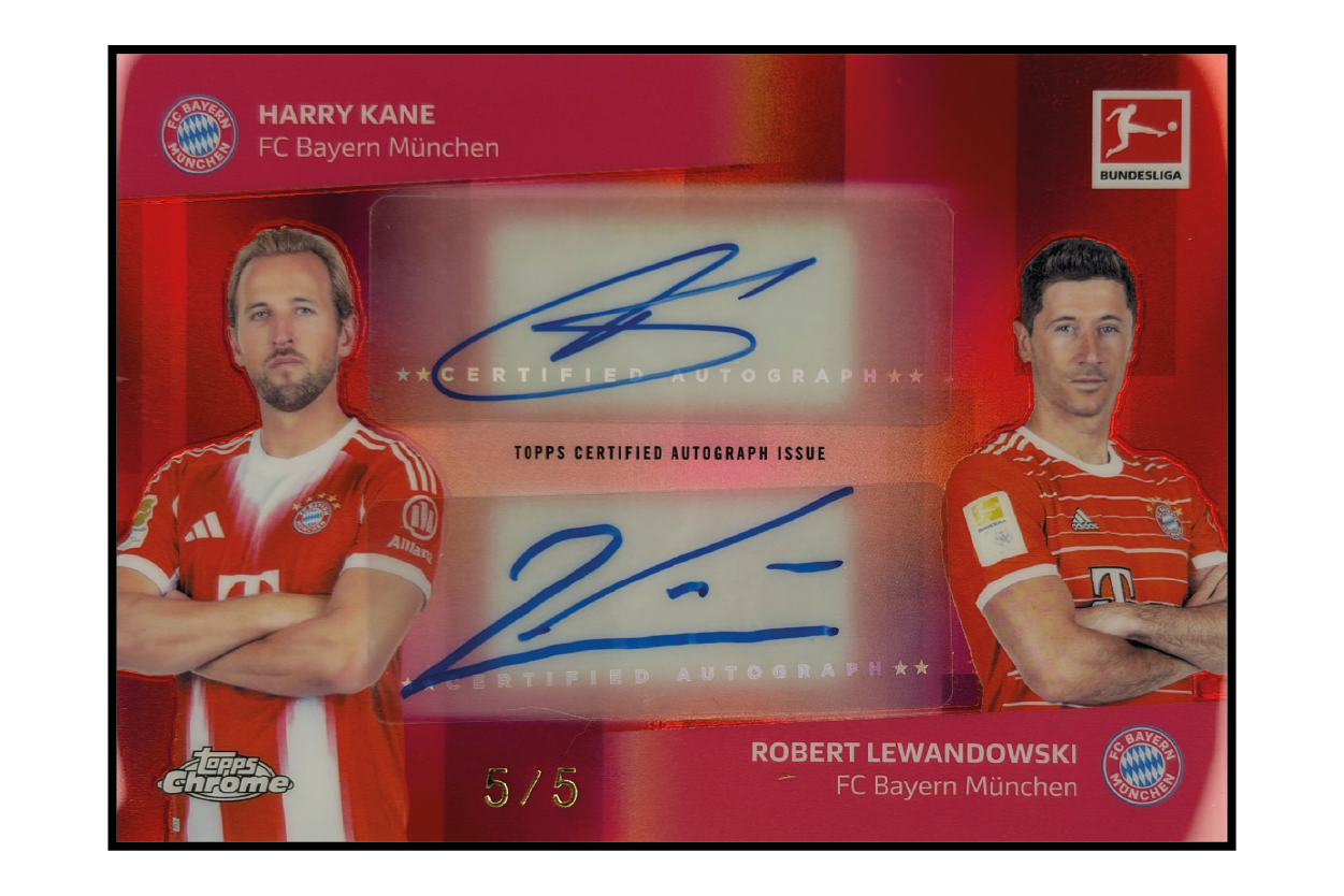 Harry Kane & Robert Lewandowski Dual Autogramm /5 – Fußball Sammelkarte