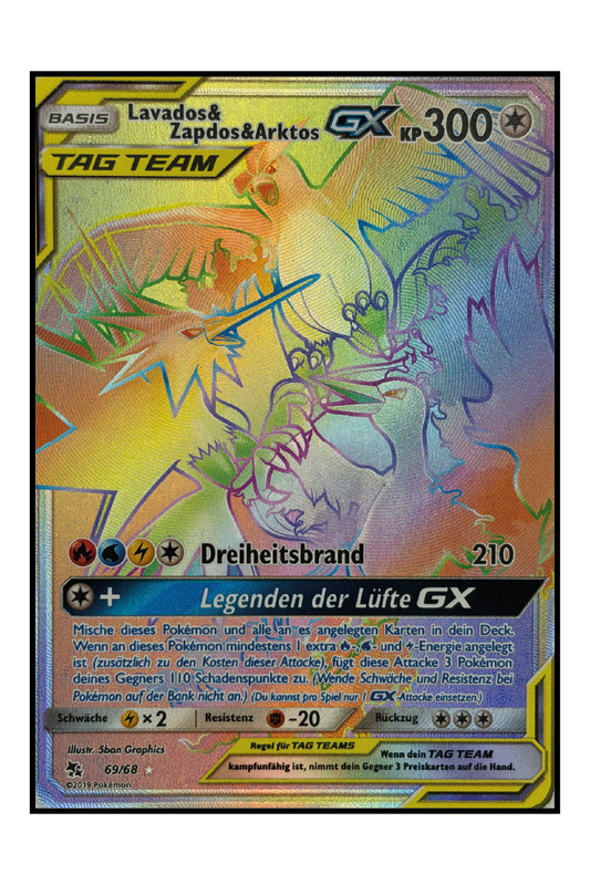 Lavados & Zapdos & Arktos GX (HIF 69) – Rainbow Rare Pokémonkarte