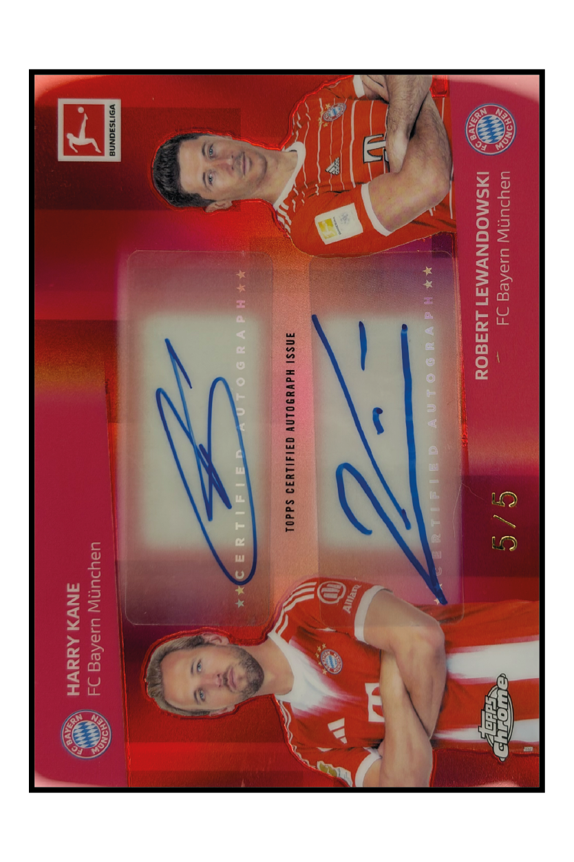 Harry Kane & Robert Lewandowski Dual Autogramm /5 – Fußball Sammelkarte