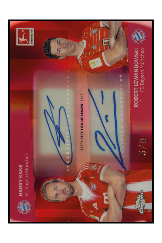 Harry Kane & Robert Lewandowski Dual Autogramm /5 – Fußball Sammelkarte